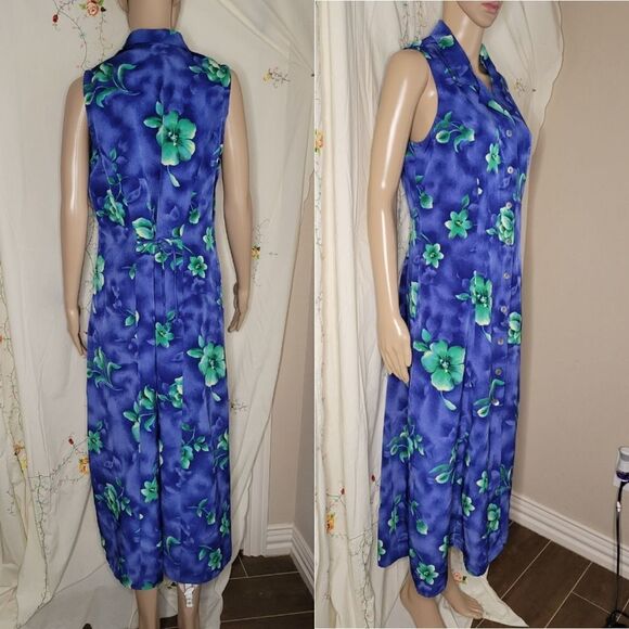 VTG Miss Dorby Blue and green  Hawaiian casual Dress. - Picture 4 of 14